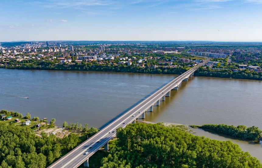 Pupin Bridge in Belgrade, Serbia