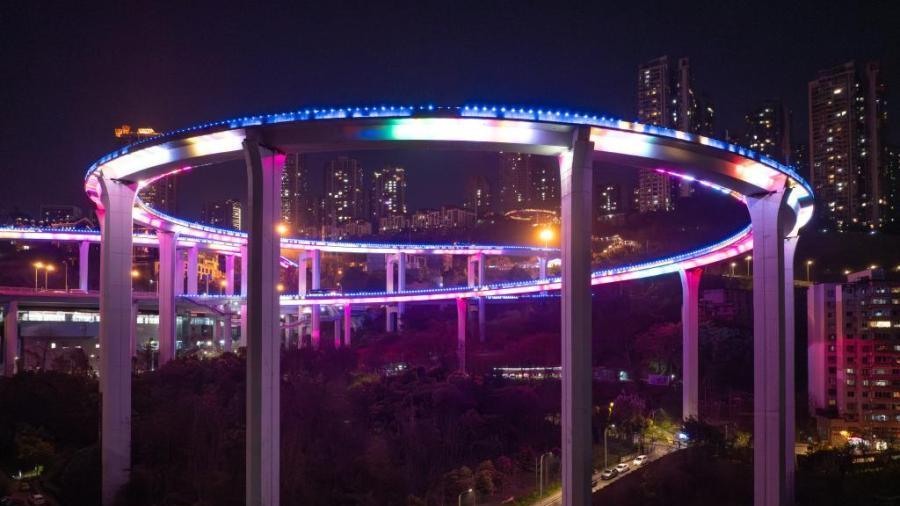 Stunning scenery of Sujiaba overpass in Chongqing