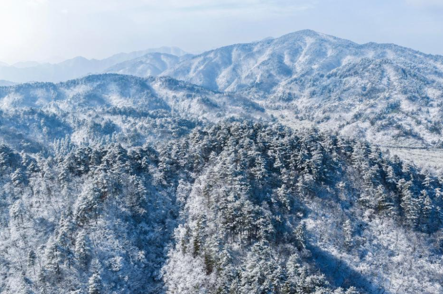 Hangzhou's Daming Mountain scenic area sees snowfall