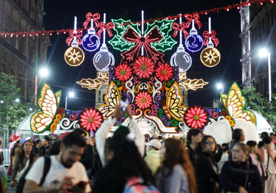 Winter lights festival held at Zocalo square in Mexico City